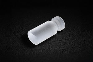 Frosted cylindrical custom sapphire part with flange, designed for precise mechanical or optical integration.