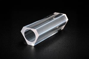 Faceted sapphire tube with polygonal outer shape and circular inner hole, illustrating a custom sapphire part for optical applications.